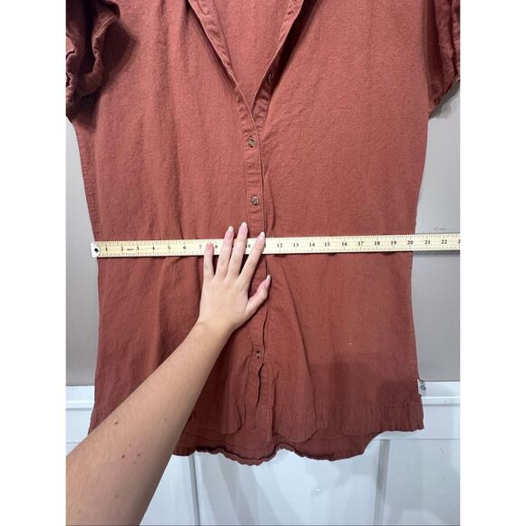 NWOT Rhythm. Classic Linen Blend Short Sleeve Button Up Shirt Dress Women's XS - Picture 9 of 11